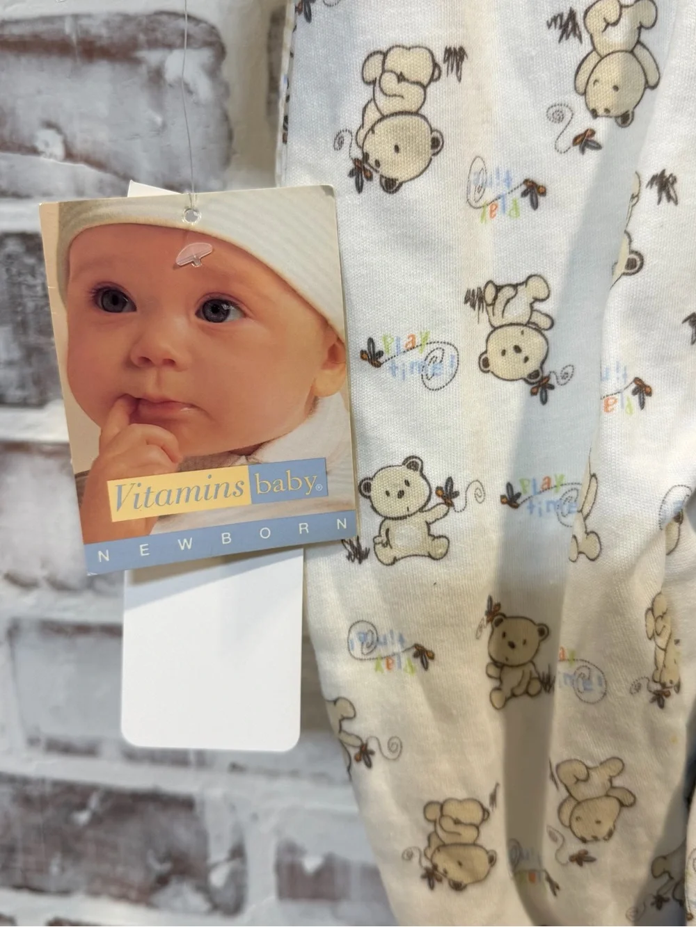Vitamins Baby Blue and Cream Bear 3-Piece Bodysuit Set